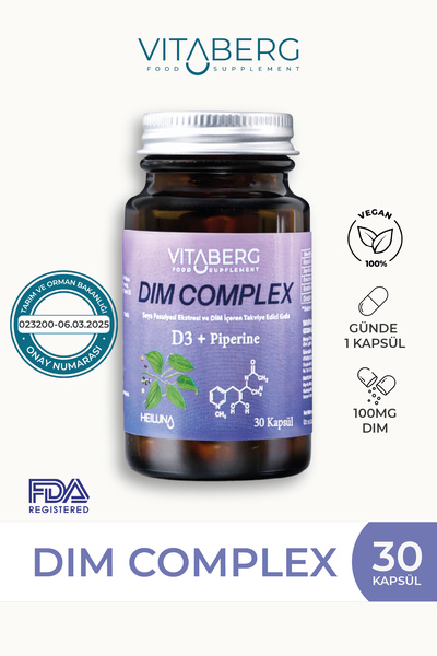 Vitaberg Dim Complex 30 Kapsül | DIM 100 mg, D3 ve Bitkisel Ekstreler İçeren ...
