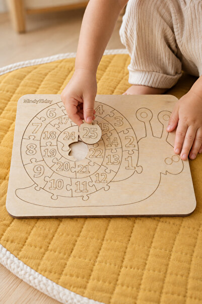 MindyKidsy Wooden Number Learning Snail Natural Puzzle |   Montessori Educati...