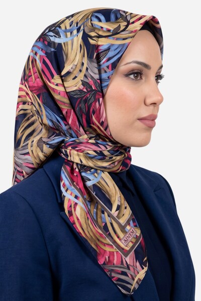 hadiora Women's Navy Blue Pink Tropical Leaf Patterned Stitched Writing Cotto...
