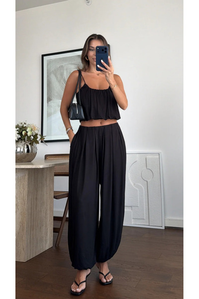 My Blog Black Strappy Shalwar Modal Suit - 4167