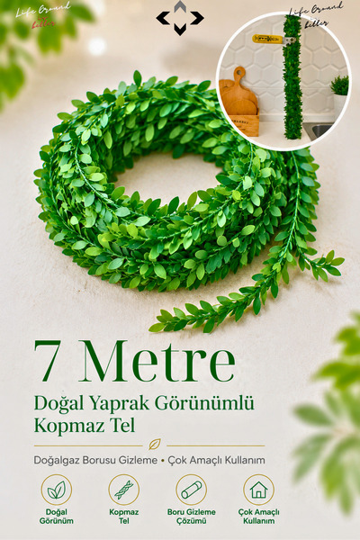 LİGROUND 7 metre Doğal Yaprak Görünümlü Kopmaz Tel Doğalgaz Borusu Gizleme Te...