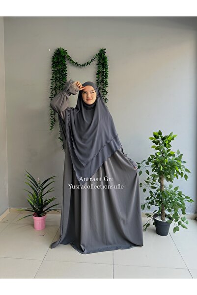 Yüsra Collection طقم عباءة إيرفا وسروال طويل من قطعتين مقاس 2