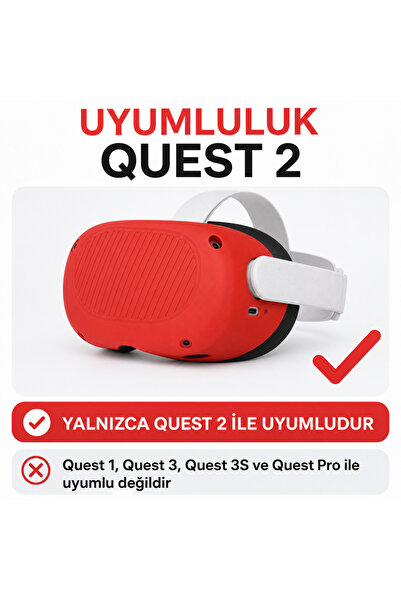 YUES Quest 2 Uyumlu Silikon Koruyucu Kılıf (Kırmızı) | Su Geçirmez Yüzey, Kay...