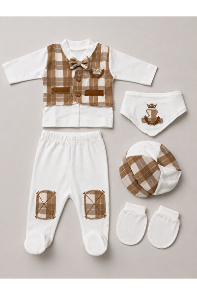 My Babies Label Baby Boy Newborn 5-Piece Bow Tie and Suit Set with Details Ho...