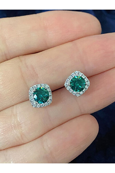 Choice1 055 Solid 925 Sterling Silver Lab Blue Green Moissanite Diamond Stud ...