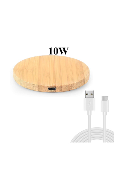Choice 10W Bamboo Wood 15W Qi Wireless Charger USB C Fast Charging Pad For iP...