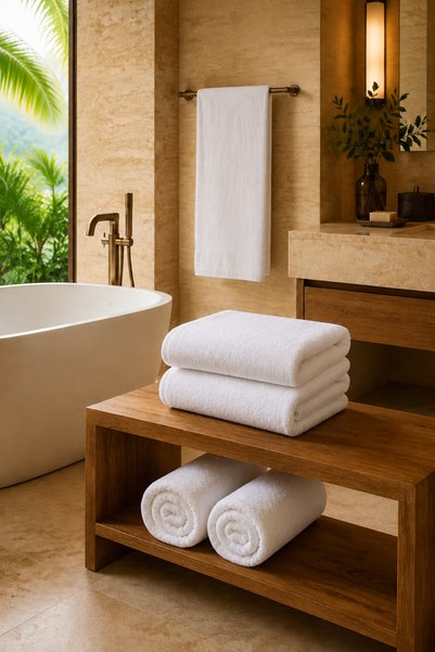 MEŞELİ TEKSTİL 6 Pieces White 100% Cotton Hotel Bath Towels 90X150 cm