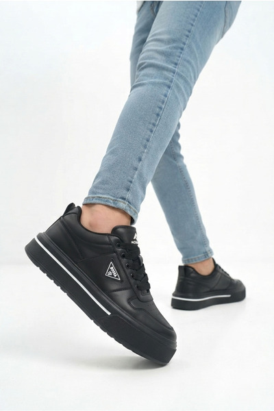 Zerenyus ZRK-04 Yüksek Kaliteli Premium Kalın Taban Siyah Ortopedik Erkek Sneakers