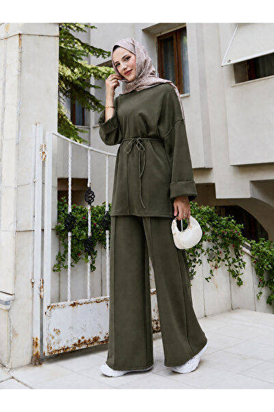 Elit Women's Islamic Clothing Modal Fabric Tie-Strap Detailed Crew Neck Top a...