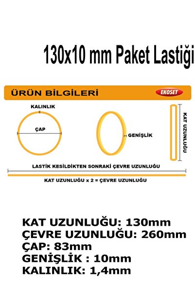 ekoset Geniş Kauçuk Paket Ambalaj Kasa Lastiği 130x10mm 100 Adet