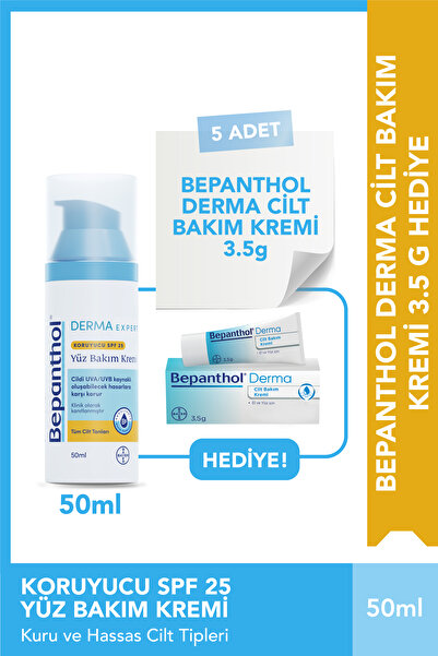 Bepanthol Derma Spf 25 Yüz Bakım Kremi 50 ml 5 Adet Cilt Bakım Kremi 3.5 G