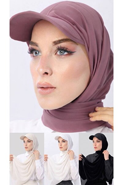 ALDAIYR 4 Şapkalı Boneli Hazır Şal Hijab SANDY