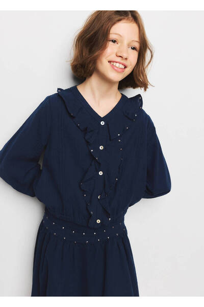 MANGO Kids Ruffled blouse with sequin detail