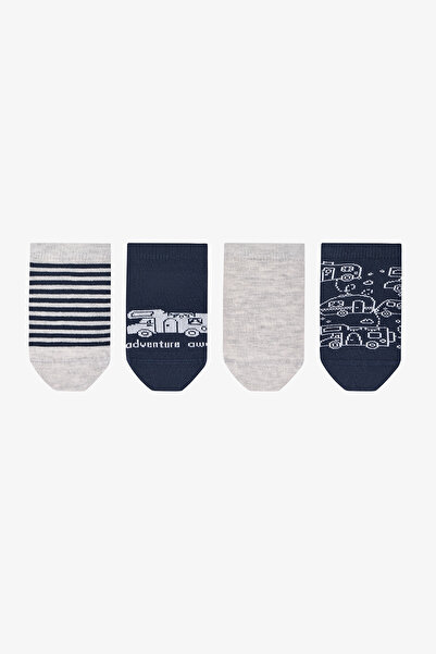 Penti Boy's Blue Adventure Awaits Car Patterned 4 Pairs of Booties Socks