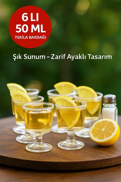 Open Home Concept 6 Adet Şık Ayaklı 50 ML Tekila & Tatlı Bardağı