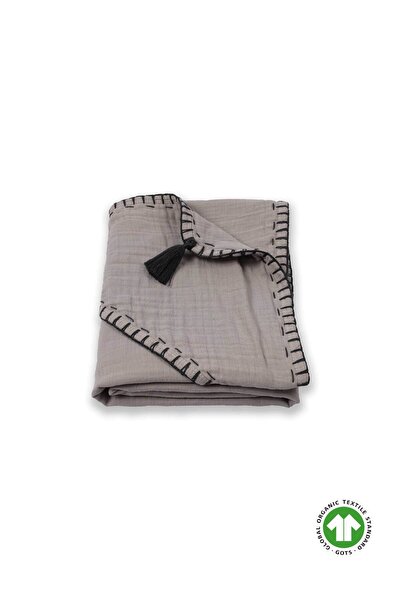 Cigit Double Layer Handmade Organic Muslin Triangle Towel (Washed) 75X75 cm Gray