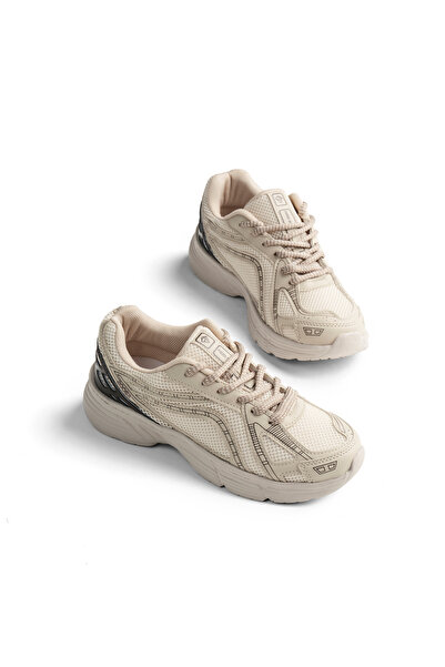 Tonny Black Women's Beige Thermo Sole Comfortable Lace-Up Sneaker
