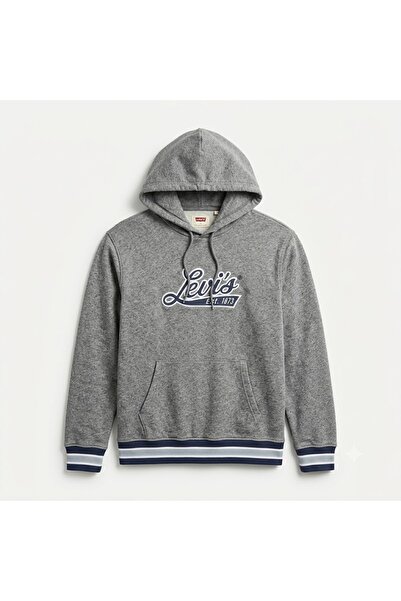Levi's Cotton Hooded Gray Varsity Hoodie