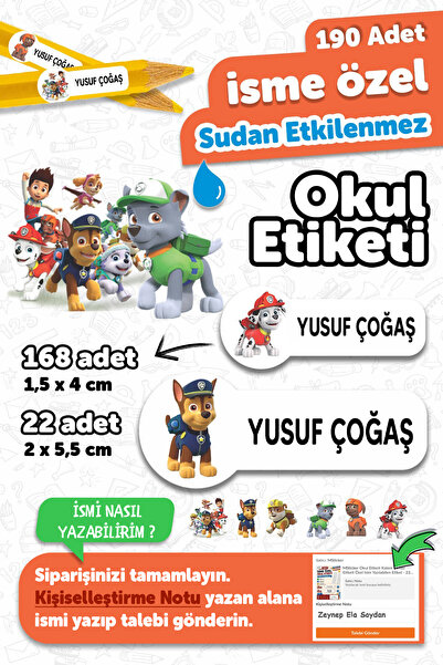 Tieni 190 Adet Özel Tasarım Etiket Okul Etiketi Kalem Defter Suluk Etiket Isi...