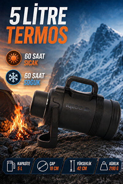 Begin Power 5 Liter Stainless Steel Large Barrel Thermos - Keeps 60 Hours Col...