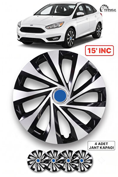 Genel Markalar FORD FOCUS Jant Kapağı 15 İnç Kırılmaz 4'lü + 4 Amblem + 8 Cır...