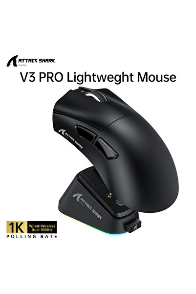 Choice1 V3PRO Black ATTACK SHARK V3PRO Ultra-Light Gaming Mouse with Charging...