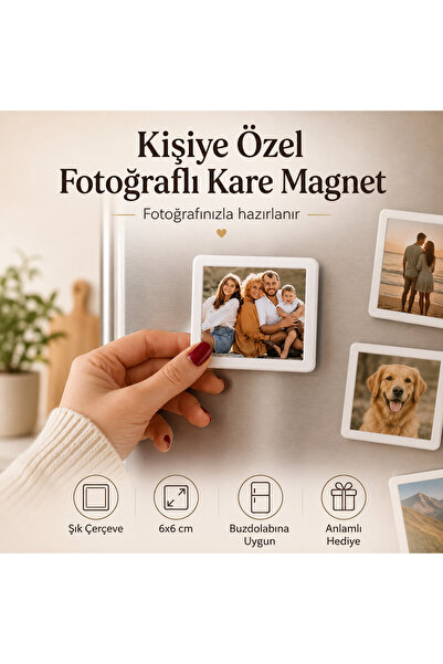 Sultan magnet hediyelik Kişiye Özel Fotoğraflı Kare Magnet 6x6 cm Buzdolabı M...