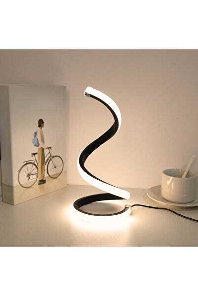 Choice مصباح مكتبي حلزوني LED أسود بقوة 0-5 واط، بتصميم عصري بثلاثة ألوان قاب...