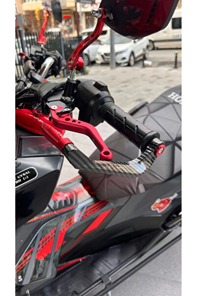 ASK MOTOR Honda pcx karbon desen manet koruma tüm modellere uyumludur kırmızı...