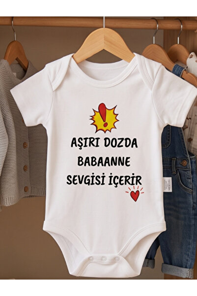 EGGBABY Babaanne Sevgisi Temalı Bebek Body Zıbın %100 Pamuk Eğlenceli Yazılı Hediye Bebek Zıbın
