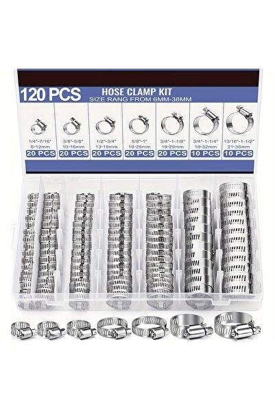 Choice1 80kagu 120pcs Stainless Steel Hose Clamps Assortment Kit 1/4''–1-1/2'...