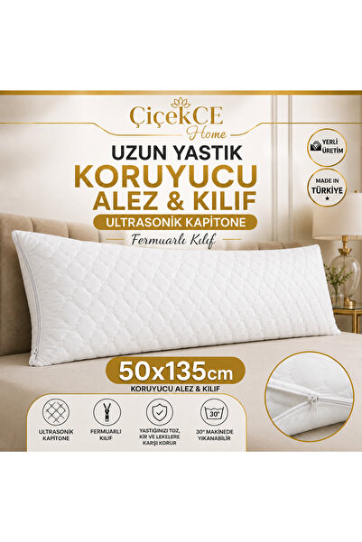 Çiçekce Home evinize renk katar Yastık kılıfi & alezi koruyucu 50x135 uzun ya...