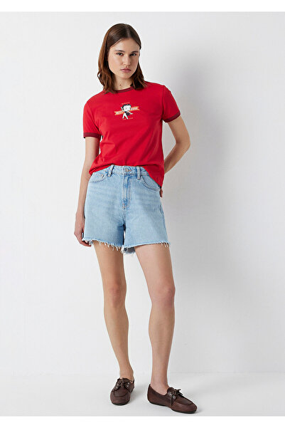 Mavi Betty Boop Printed Red T-Shirt Semi Slim Fit 1614344-82054