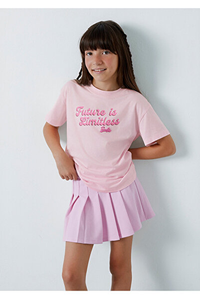 Mavi Barbie Baskılı Pembe Tişört Loose Fit / Bol Rahat Kesim 7610455-90773