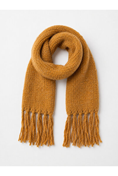 Retrobird Large Size Soft Knitted Scarf Women Camel