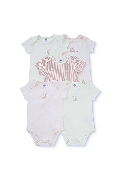 MOTHERCARE Kız Bebek 5li Body Hayvan Baskılı Çıtçıtlı Zarf Yaka Long Sleeve