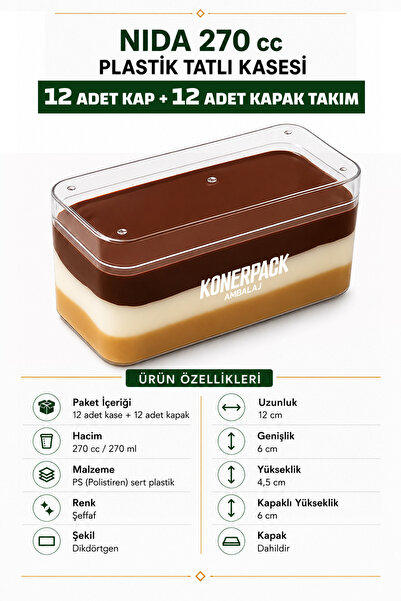 KONERPACK Tiramisu Cup Nida 270 cc - 12 Adet Kapaklı
