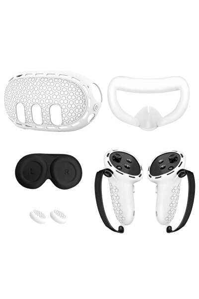 Choice WHITE VR Accessories for Meta Quest 3, 4 in 1 Silicone Protective Case...