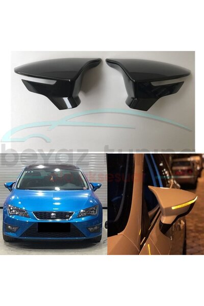 Universal Seat Leon Mk3 Yarasa Ayna Kapağı Batman Parlak Siyah Piano Black
