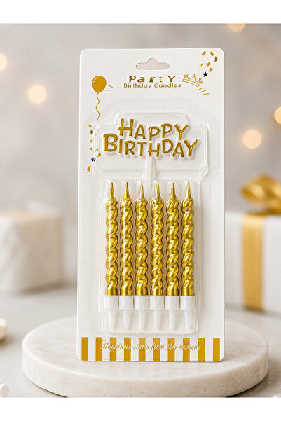 Adana Pasta Malzemeleri ERT-MUM-114 RENKLİ BURGULU MUM PLAKETLİ 12 CM 6 ADET