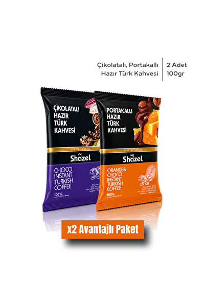 Shazel Portakallı Ve Çikolatalı Hazır Türk Kahvesi 100g 2 Adet
