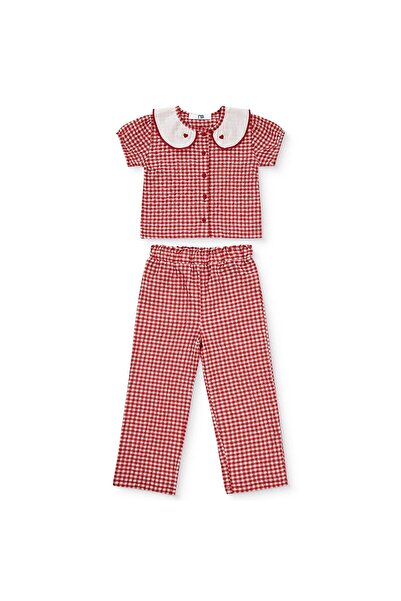 MOTHERCARE Kız Bebek Bluz-Pantolon Düğmeli Bebe Yaka Kısa Kol Lastikli