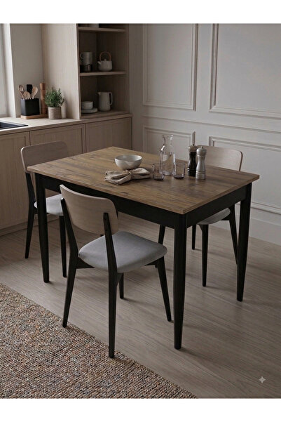 aysmo 60 x 90 Antik Çam-Siyah Küçük Dikdörtgen Mutfak Masası Yemek Masası Çal...