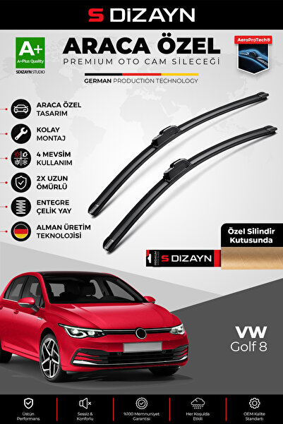 S Dizayn S-Dizayn VW Golf 8 Ön Cam Silecek Seti 2020 Üzeri Premium Araca Özel...