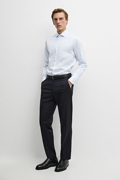 Massimo Dutti Slim fit çift çizgili %100 pamuklu gömlek