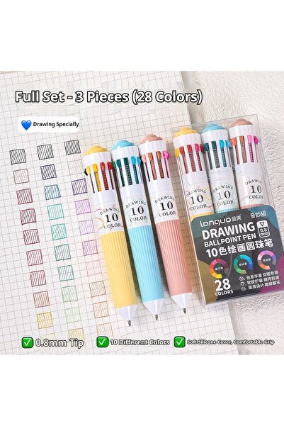 Choice B3PCS 3/6 Pack Multicolor Pens 28/60 Colors 10-in-1 Colored Ballpoint ...
