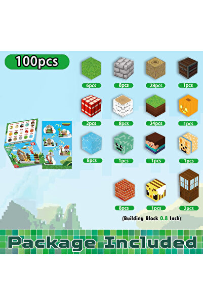 JIMITU newForest-100pcs Magnetic Building Blocks Mine World Magnetic Forest H...