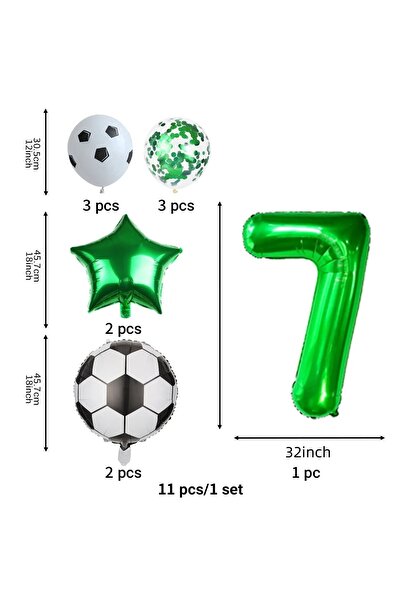 Choice NUMBER 32inch GREEN32-7 11 Pcs Football Theme Party Decoration balloon...