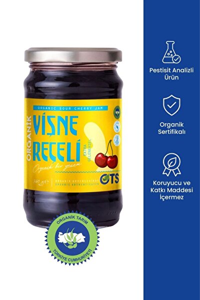 OTS Organik Vişne Reçeli 360 gr (Organik Sertifikalı, Pestisit Analizli)