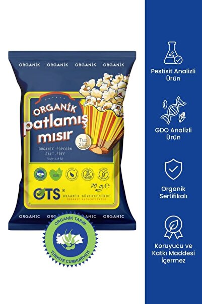 OTS Organik Patlamış Mısır 70 gr (Organik Sertifikalı, Pestisit Analizli)